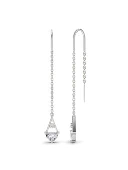 Sparkles - Lab Grown Diamond 0.84Ct Triangle Threader Dangle Earrings 14K White Gold