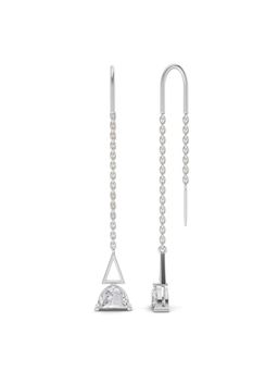 Sparkles - Lab Grown Diamond 0.76Ct Triangle Threads Earrings 14K White Gold
