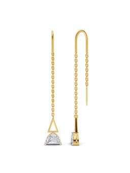Sparkles - Lab Grown Diamond 1.41Ct Triangle Threads Earrings 14K Yellow Gold