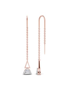 Sparkles - Lab Grown Diamond 1.32Ct Triangle Threads Earrings 14K Rose Gold