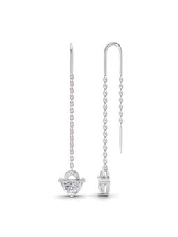 Sparkles - Lab Grown Diamond 0.77Ct Half-Moon Drop Chain Earrings 14K White Gold