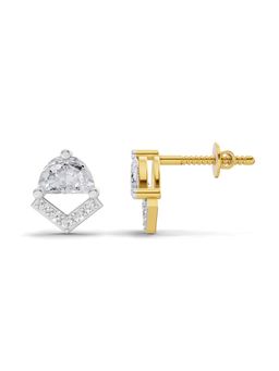 Sparkles - Lab Grown Diamond 0.90Ct Half-Moon V Shape Diamond Stud Earrings 14K Yellow Gold