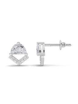 Sparkles - Lab Grown Diamond 0.90Ct Half-Moon V Shape Diamond Stud Earrings 14K White Gold