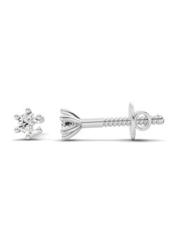 Sparkles - Lab Grown Diamond 0.09Ct Single Round Diamond Stud Earrings 14K White Gold