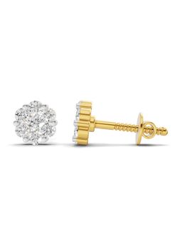 Sparkles - Lab Grown Diamond 0.17Ct Magnolia Floral Diamond Stud Earrings 14K Yellow Gold