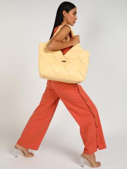 KLEIO - Vegan Leather Large Weaved Tote Shopping Handbag for Women