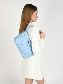 KLEIO - Vegan Leather Weaved Shoulder Blue Handbag for Women