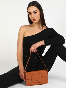 KLEIO - Vegan Leather Box Shaped Monochromatic Shoulder Handbag for Women