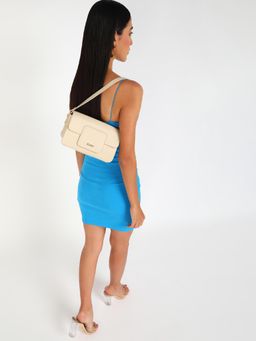 KLEIO - Vegan Leather Box Shaped Monochromatic Shoulder Handbag for Women