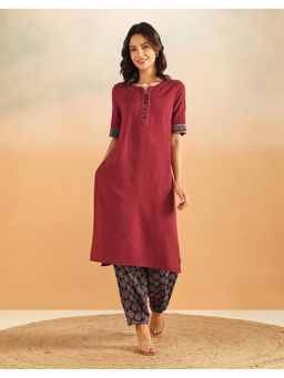 Fabindia - Maroon Cotton Kurta with Salwar