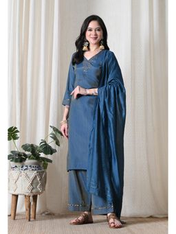 Sia - Ab Pehnegi Duniya - Blue Embroidered Kurta with Palazzo and Dupatta
