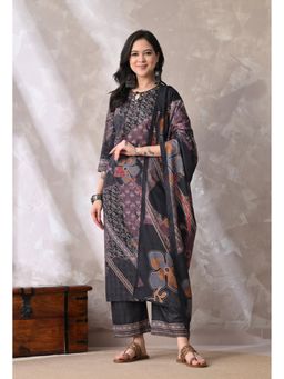 Sia - Ab Pehnegi Duniya - Black Printed Regular Kurta with Pant and Dupatta