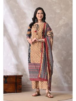 Sia - Ab Pehnegi Duniya - Brown Printed Regular Kurta with Pant and Dupatta