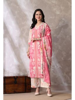 Sia - Ab Pehnegi Duniya - Pink Floral Embroidered Regular Kurta with Pant and Dupatta