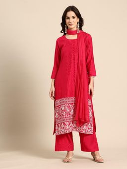 Sia - Ab Pehnegi Duniya - Red Floral Embroidered Kurta with Pant and Dupatta