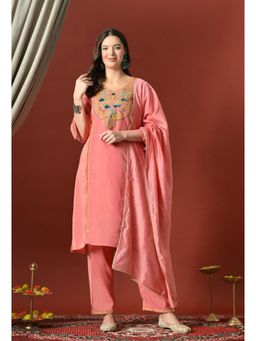 Sia - Ab Pehnegi Duniya - Pink Embroidered Cotton Kurta with Pant and Dupatta