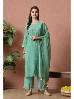 Sia - Ab Pehnegi Duniya - Green Embroidered Regular Kurta with Palazzo and Dupatta