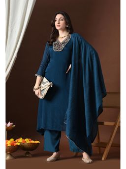 Sia - Ab Pehnegi Duniya - Blue Embroidered Regular Kurta with Palazzo and Dupatta
