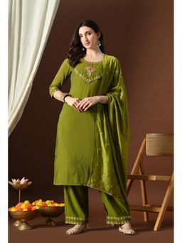 Sia - Ab Pehnegi Duniya - Women Green Embroidered Kurta with Pant and Dupatta