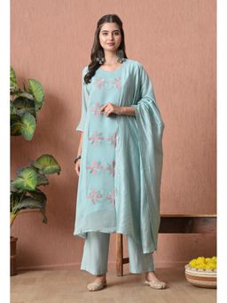 Sia - Ab Pehnegi Duniya - Women Blue Embroidered Kurta with Pant and Dupatta