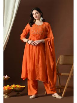 Sia - Ab Pehnegi Duniya - Orange Embroidered Empire Kurta with Pant and Dupatta