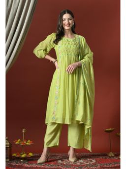 Sia - Ab Pehnegi Duniya - Green Embroidered Regular Cotton Kurta with Pant and Dupatta