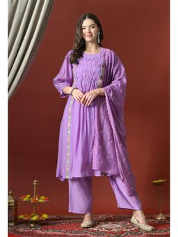 Sia - Ab Pehnegi Duniya - Purple Embroidered Regular Cotton Kurta with Pant and Dupatta