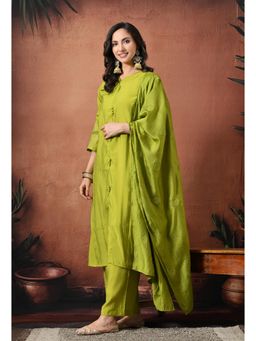 Sia - Ab Pehnegi Duniya - Green Regular Pure Silk Kurta with Pant and Dupatta