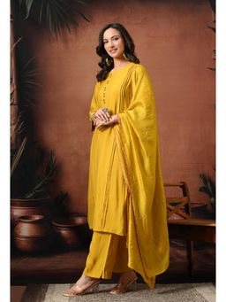 Sia - Ab Pehnegi Duniya - Mustard Regular Pure Silk Kurta with Pant and Dupatta