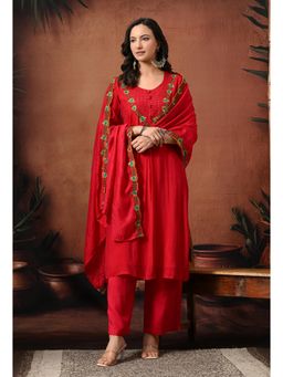 Sia - Ab Pehnegi Duniya - Magenta Embroidered Regular Kurta with Pant and Dupatta