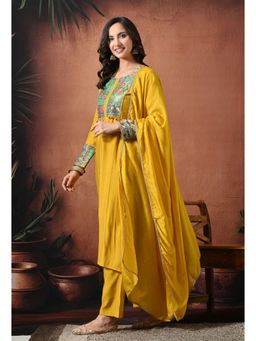 Sia - Ab Pehnegi Duniya - Yellow Embroidered Regular Gotta Patti Kurta with Pant and Dupatta
