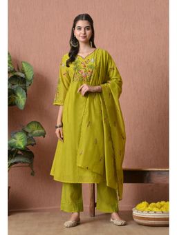 Sia - Ab Pehnegi Duniya - Green Embroidered Regular Kurta with Pant and Dupatta