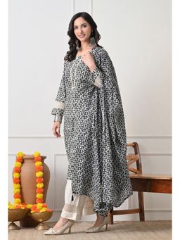 Sia - Ab Pehnegi Duniya - Black Printed Regular Pure Cotton Kurta with Pant and Dupatta