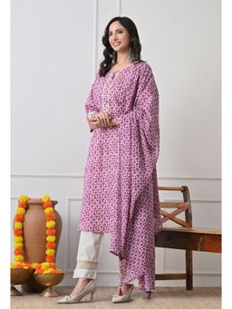 Sia - Ab Pehnegi Duniya - Women Purple Printed Pure Cotton Kurta with Pant and Dupatta