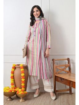Sia - Ab Pehnegi Duniya - Navy Blue Printed Regular Pure Cotton Kurta with Pant and Dupatta