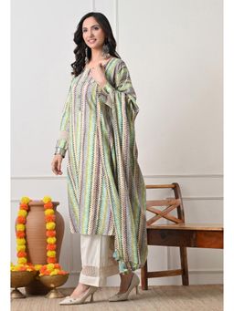 Sia - Ab Pehnegi Duniya - Turquoise Printed Regular Pure Cotton Kurta with Pant and Dupatta