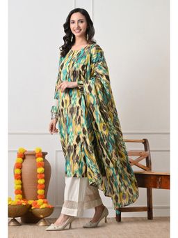 Sia - Ab Pehnegi Duniya - Women Blue Printed Regular Pure Cotton Kurta with Pant and Dupatta