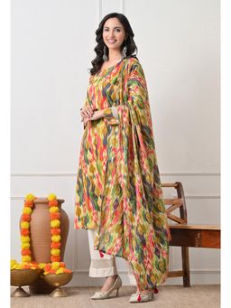 Sia - Ab Pehnegi Duniya - Women Green Printed Regular Pure Cotton Kurta with Pant and Dupatta