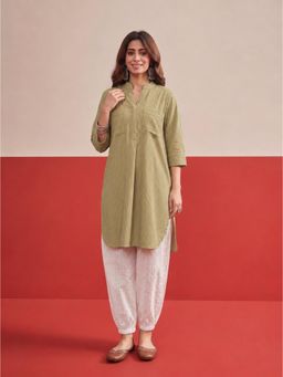 InWeave - Khaki Ft Pocket Afghani Kurta with Salwar