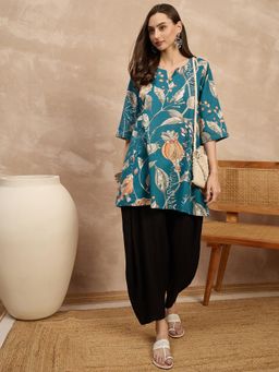 InWeave - Teal Anar Ppm Black Balloon Pant Set