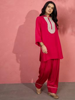 InWeave - Pink Patch Work Kurta with Salwar