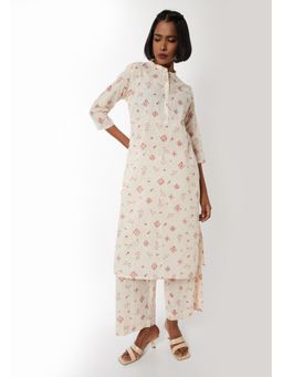 max - White Cotton Slub Printed Kurta and Pant