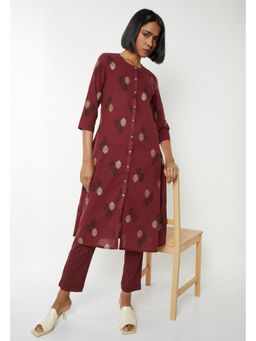 max - Red Cotton Slub Printed Kurta and Pant