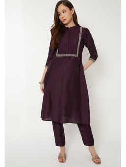 max - Purple Chanderi Embroidered Kurta and Pant