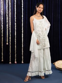 Gajra Gang - Pataka Powder Blue Short Kurta With Sharara & Dupatta GGSKD16 (Set of 3)