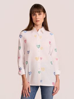 How When Wear - The Embroidered All Heart White Shirt