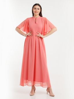 Zink London - Womens Coral Solid Maxi Dress