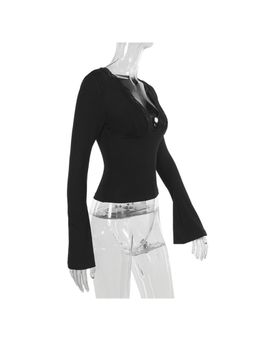 PARTIQ - Plunging Neck Self Design Top