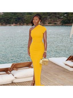 PARTIQ - Womens One Shoulder Long Formal Maxi Dress