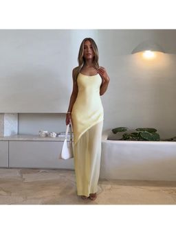 PARTIQ - Women Pretty Solid Tiered Maxi Dress